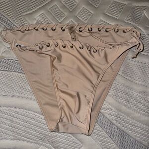 Tan side string tie men swim briefs